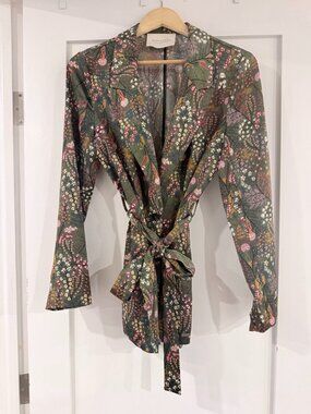 Scotch & Soda Women's Printed Tie-Waist Satin Blazer